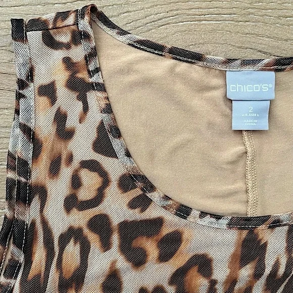 Chico's Cheetah Print Mesh Sleeveless Top | Chico's Animal Print Top Size Large - Picture 6 of 12